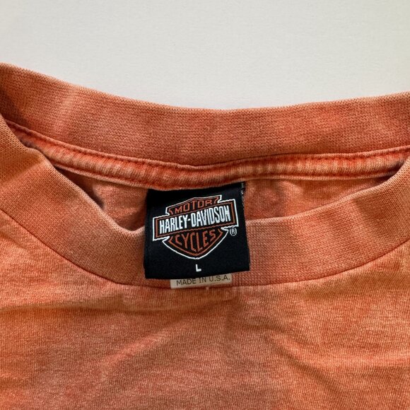 Vintage Y2K Harley Davidson 2001 Pacific Honolulu Hawaii Orange Size Large Tee - Picture 3 of 6